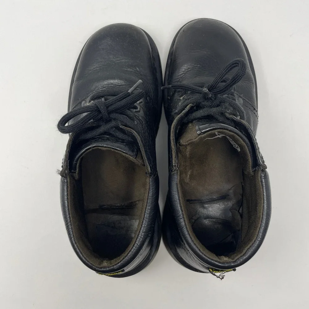 VTG Y2K Dr. Martens England Black Pebbled Leather Lace Up Ankle Boots Moto Punk